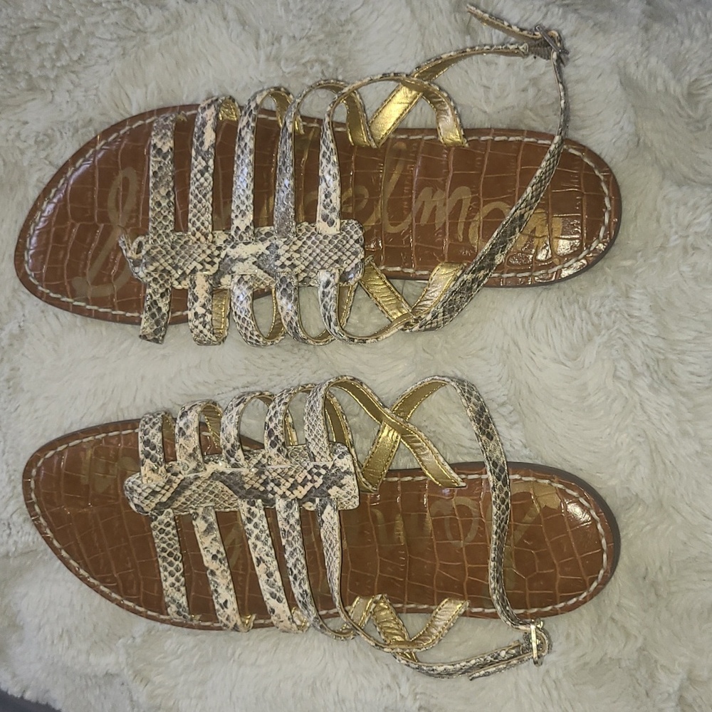 Womens Sam Edelman Hamilton Snake-Print Gladiator Sandals Size 7.5 M